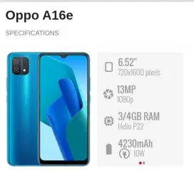 Oppo A16e 3+1/32 Mulus Nett 500rb Pass