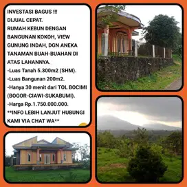 Villa kebun buah produktif view gunung 30 mnt dr Tol  Parungkuda -Skbm