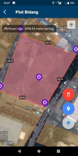 Tanah kosong di pinggir jalan jatimakmur pondok gede bekasi LT.4120m