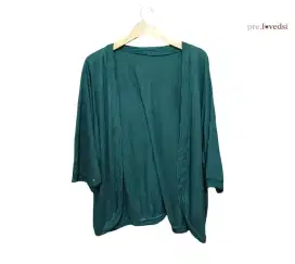 Cardigan Wanita Lengan Panjang Warna Hijau tua Bahan Nyaman