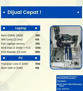 Dijual Cepat! Sparepart Laptop & PC