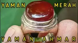 Asli Natural Yaman Merah Yaman Ahmar Merah Tua 1,7cm Ring.18
