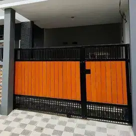 Pagar motif grc serat kayu minimalis