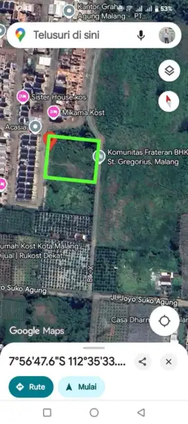 Tanah Dijual Murah Susah Padat Yg Investasi Kost Harga Masih Murah