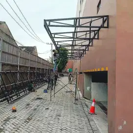 Kanopi rangka Hollo 40x40 atap seng sepandek