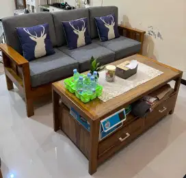 Dijual! Satu Set Kursi & Meja Tamu Kayu Jati Jepara Minimalis