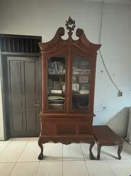 Lemari buku kayu asli