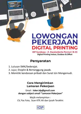 Lowongan Pekerjaan - Immanuel Digital Printing Surabaya