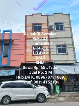 Di Sewakan Ruko 3 lt, jl.Tamalate 1 dkt jl Hertasning