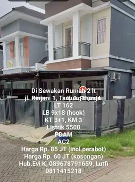 Disewakan Rumah 2 lantai di Jl. Rinjani Tanjung Bunga Makassar