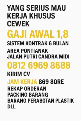 LOWONGAN KERJA KARYAWATI