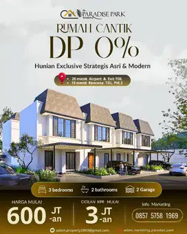 Rumah Cantik 2 lantai harga murah tanpa DP di Tangerang Dekat TOL