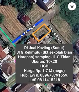Di Jual Kavling Sudut, Poros jalan, G.Kelimutu, dkt sekolah SDH,