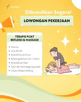 DIBUTUHKAN TERAPIS PIJAT