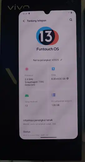 Vivo V20 Ram 8+4GB Internal 128GB Fullset