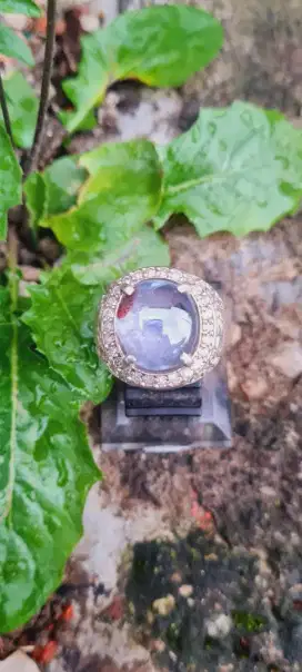 Cincin Perak Batu Blue Safir Elegan