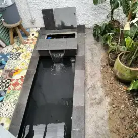 Kolam koi minimalis hias Batu alam