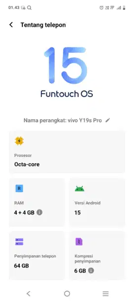 Vivo y19a pro, 4+4/64.