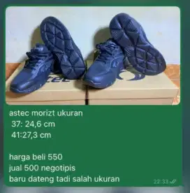 jual sepatu astec morizt masih baru