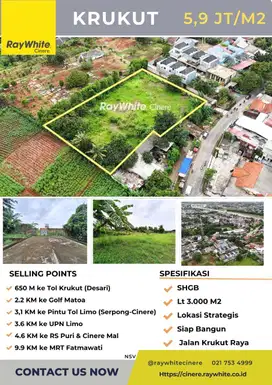 Di jual tanah luas di Krukut depok