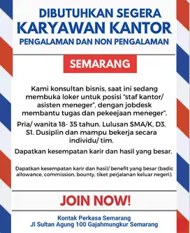 DIBUTUHKAN KARYAWAN BARU- FRESH GRADUATE WELCOME