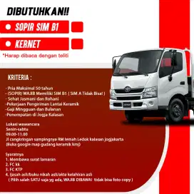 Lowongan Kerja Sopir dan Kernet