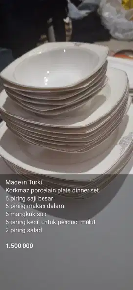 Piring set untuk orang 6 made in Turki porcelain