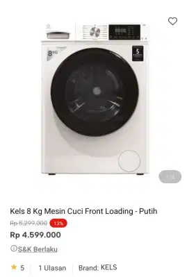 PROMO KREDIT KELS 8 KG MESIN CUCI FRONT LOADING
