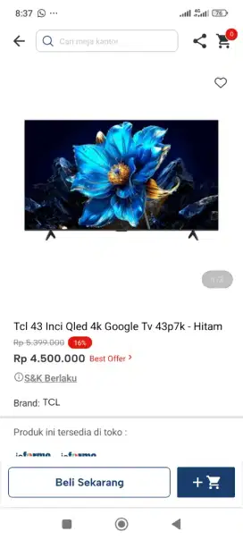 Kredit led tv Tcl 43inci Qled