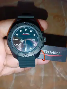 Jam SKMEI Black Analog tanggal cowo . Mesin Epson