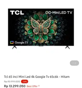TCL MINI LED GOOGLE TV 65 INCI