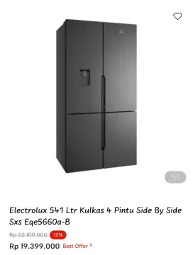 Elektrolux 541 Ltr Kulkas 4 Pintu Side By Side