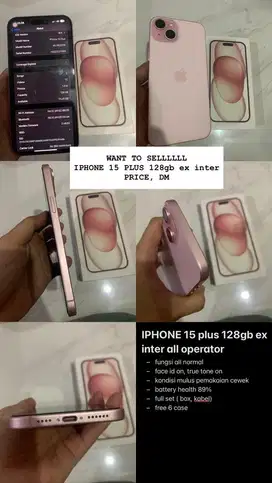 Iphone 15 plus 128 gb pink ex inter mulus