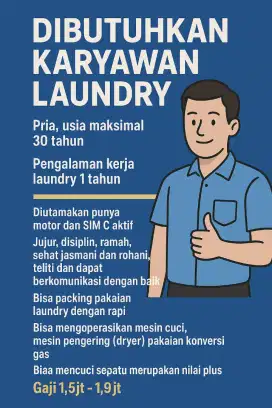 Lowongan kerja karyawan laundry