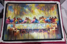 Dijual lukisan kanvas perjamuan 90x130 cm