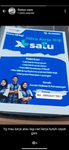 DIBUTUHKAN SALES WIFI XL SATU