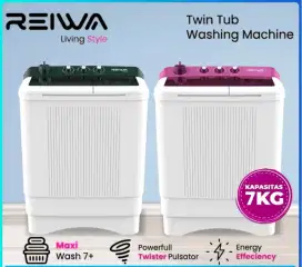 Mesin Cuci Reiwa Dua Tabung WS-0801 (7 Kg) Warna Pink