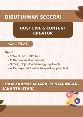 LOWONGAN KERJA HOST LIVE &  CONTENT CREATOR