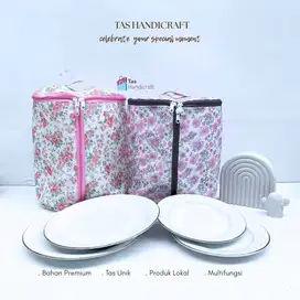 [PAKET HEMAT] Tas Piring Anti Debu | Tas Mangkuk Motif | Tas Sendok