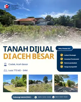 Tanah Strategis 773 m² SHM di Cadek, Aceh Besar - Dekat Fasilitas Umum