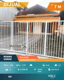 Barang Langka Dijual Ruang Usaha di Soekarno Hatta Malang