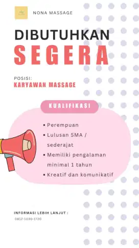 Lowongan Pekerjaan Karyawan Massage