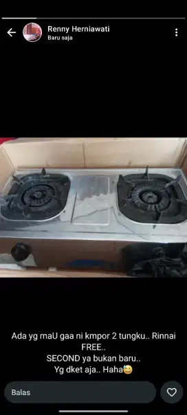 Kompor Rinai 1 tungku & kompor Rinai 2 tungku