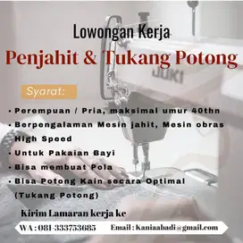PENJAHIT DAN TUKANG POTONG BAJU BAYI