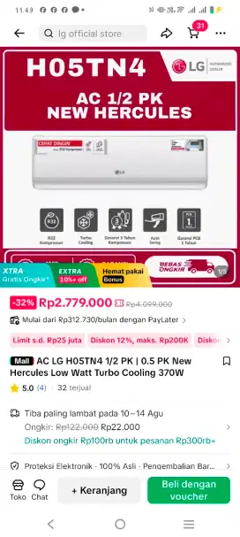 Ac lg 1/2 PK baru