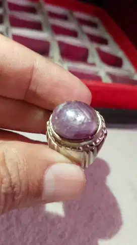 Batu Ruby gondola asli natural ring 8/9