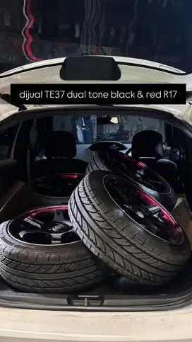 Ring 17 TE37 Dual Tone Black & Red Velg dan Ban Baru