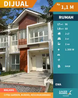 Rumah 2 Lantai di Citra Garden Kedungkandang Malang Strategis