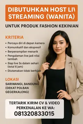 Dibutuhkan Host live streaming