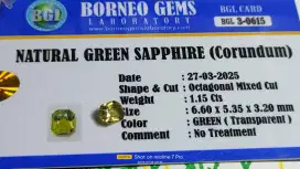 NATURAL CINCIN  GREEN SAPPHIRE GRADE A & BERLIAN/DIAMOND